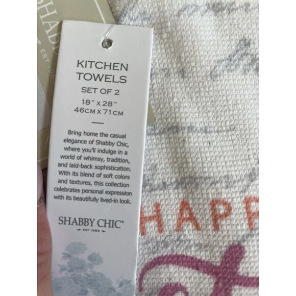 Shabby Chic Set Of 2 Easter Spring Floral Kitchen Towels Bunnies Cotton NWT - Picture 2 of 4